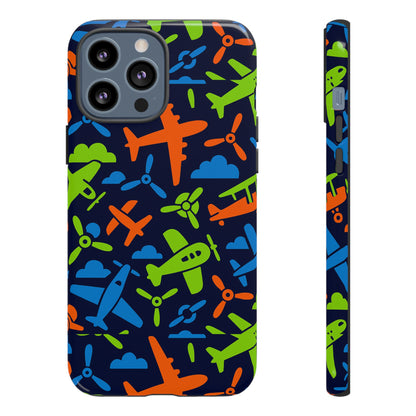 Vibrant Airplane Pattern Protective Phone Case for Colourful Accessory Durable Design Compatible with iPhone 13, 14, 15 & 16 – all models including Pro, Pro Max & Plus