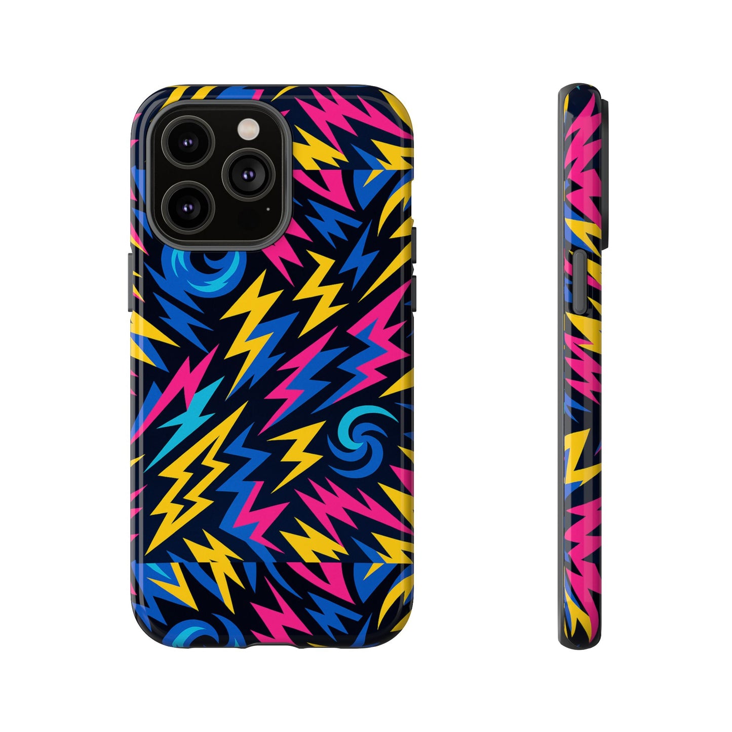 vibrant lightning bolt protective phone case with 3d wrap design for trendy aesthetic accessories compatible with iphone 13, 14, 15 & 16 – all models including pro, pro max & plus