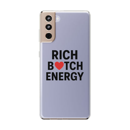 Rich Bitch Energy Clear Phone Case for Confident Individuals - Stylish Protection with Shock-Absorbing Materials and Scratch-Resistant Design for Everyday Use