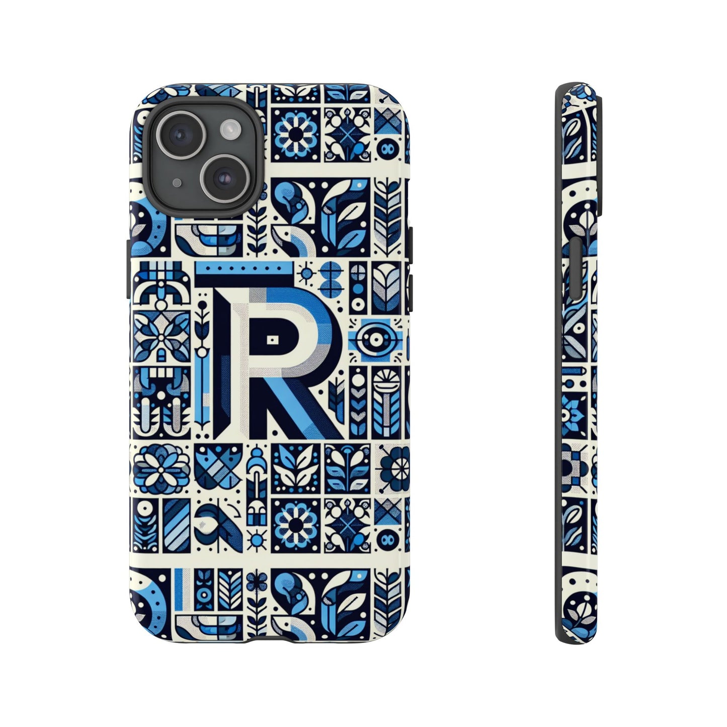 blue alphabet r phone case with 3d wrap and shock absorption for kids and teenagers