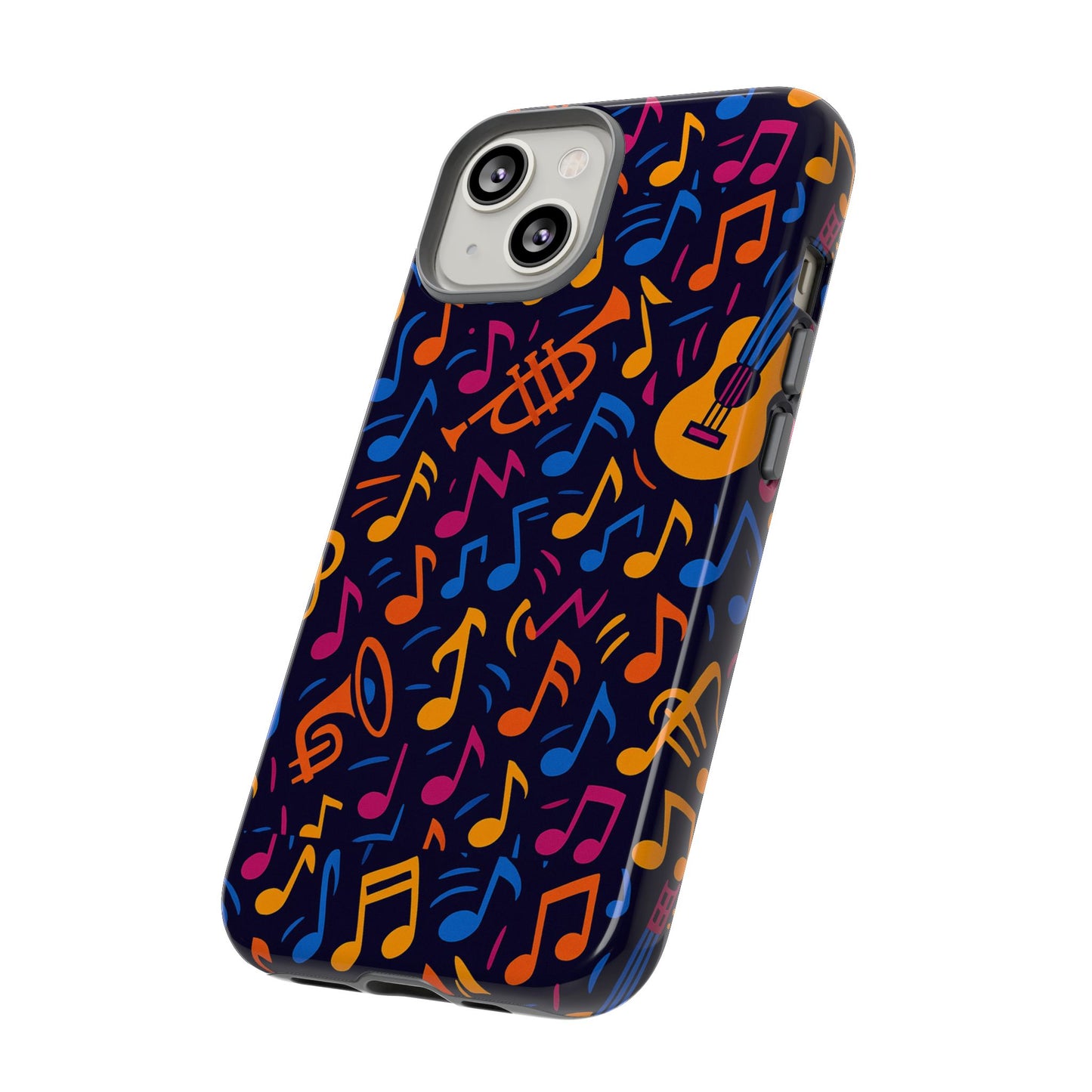 multicolour music themed protective phone case with 3d design for stylish protection – compatible with iphone 13, 14, 15 & 16 – all models including pro, pro max & plus