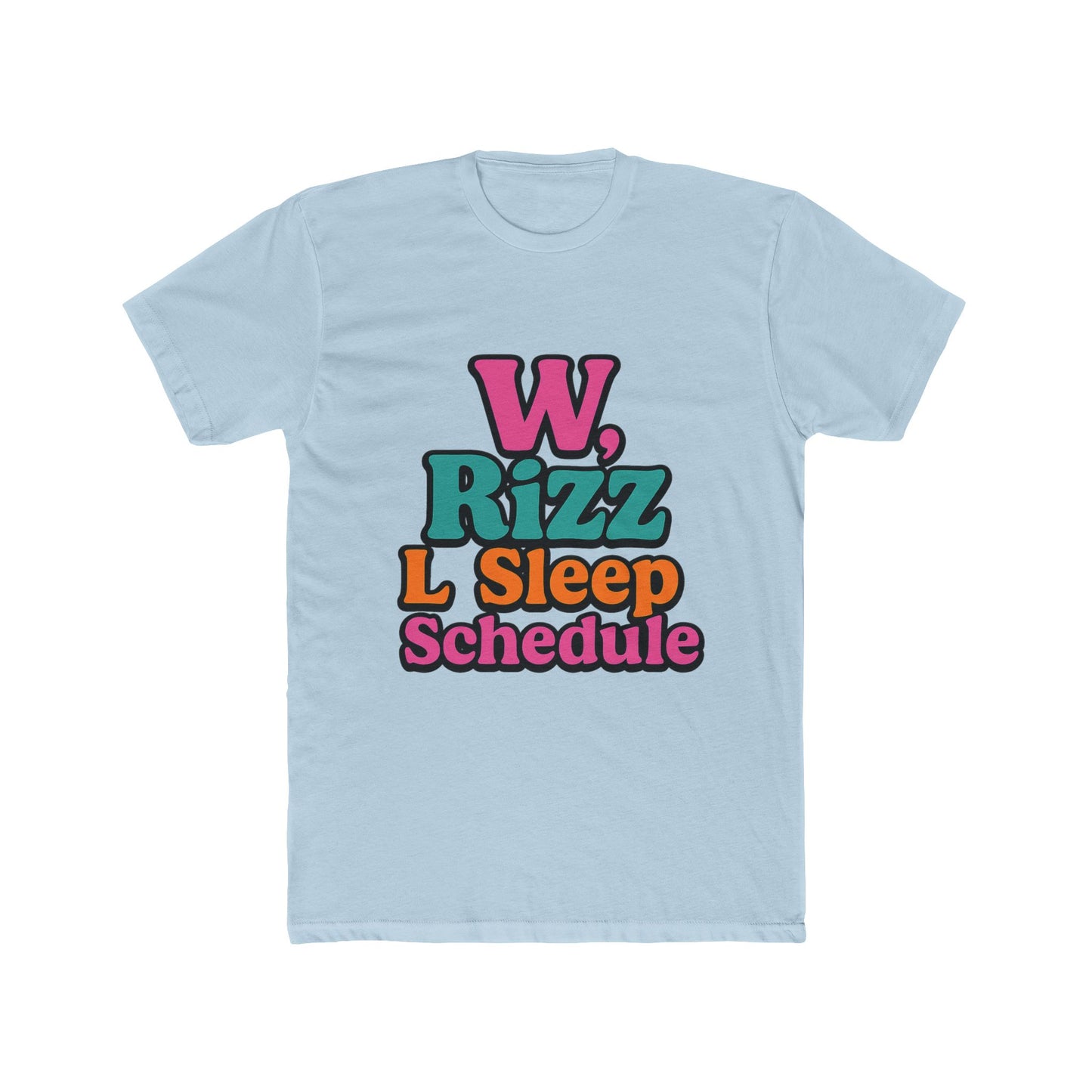 w, rizz, l sleep schedule meme unisex t-shirt - fun multicolor graphic tee for men and women, perfect gift for meme lovers