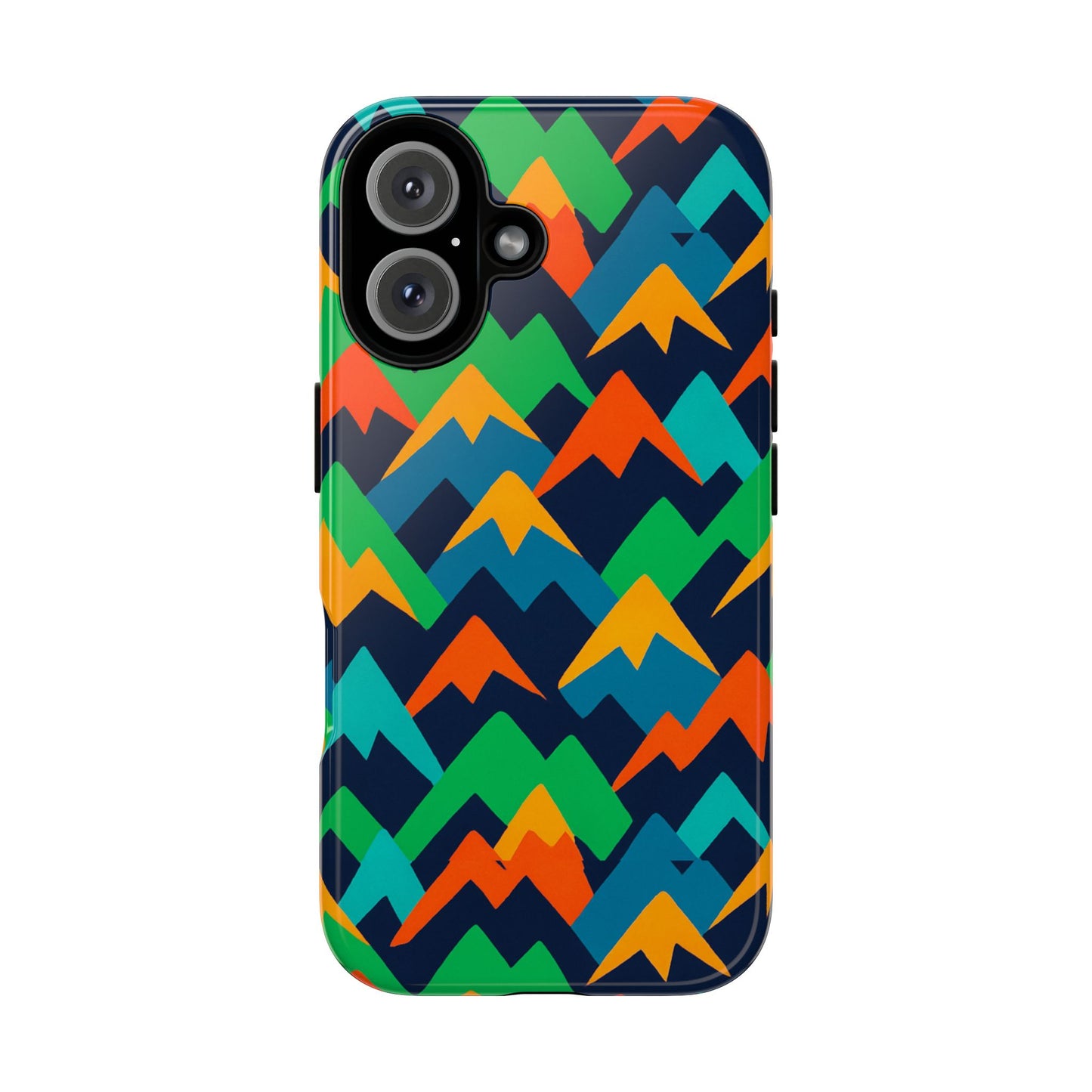 vibrant mountain design protective phone case with colourful abstract pattern for stylish protection compatible with iphone 13, 14, 15 & 16 – all models including pro, pro max & plus