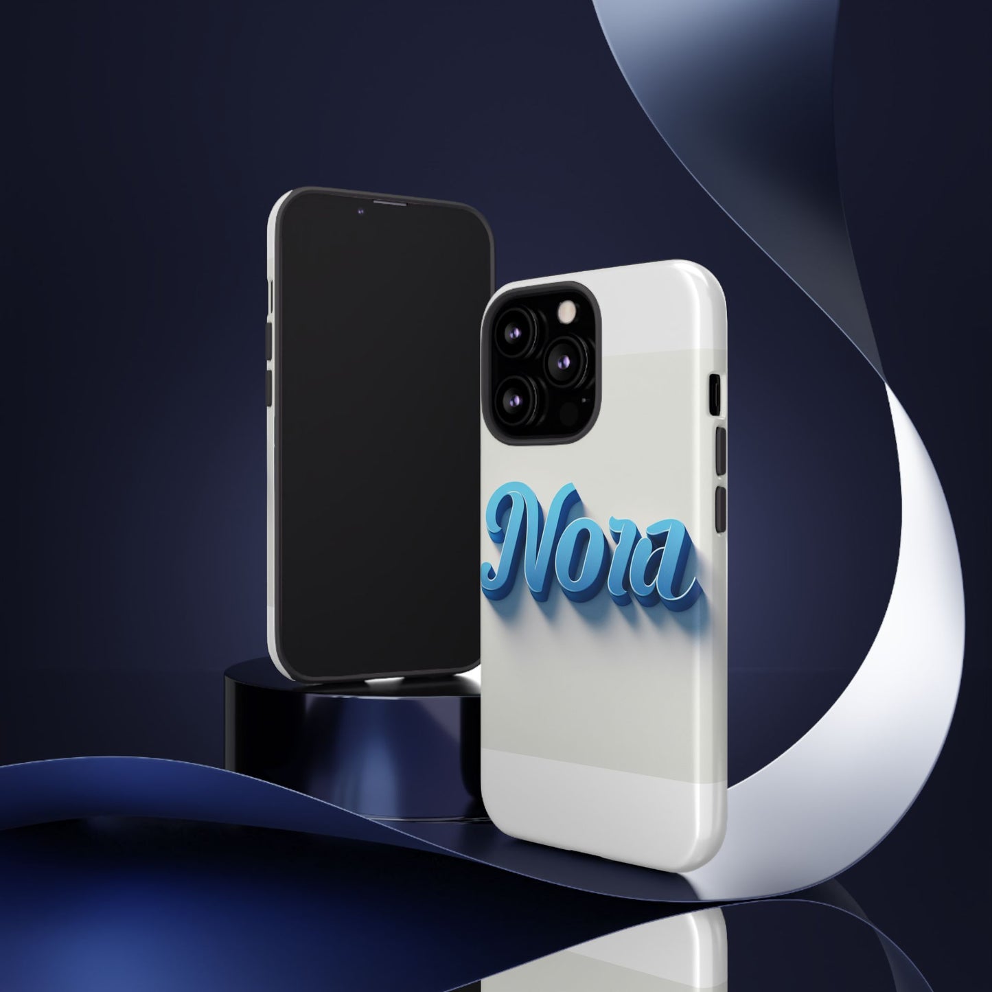 vibrant 3d text phone case in blue with retro design – stylish protection for smartphones, compatible with iphone 13, 14, 15 & 16 – all models including pro, pro max & plus