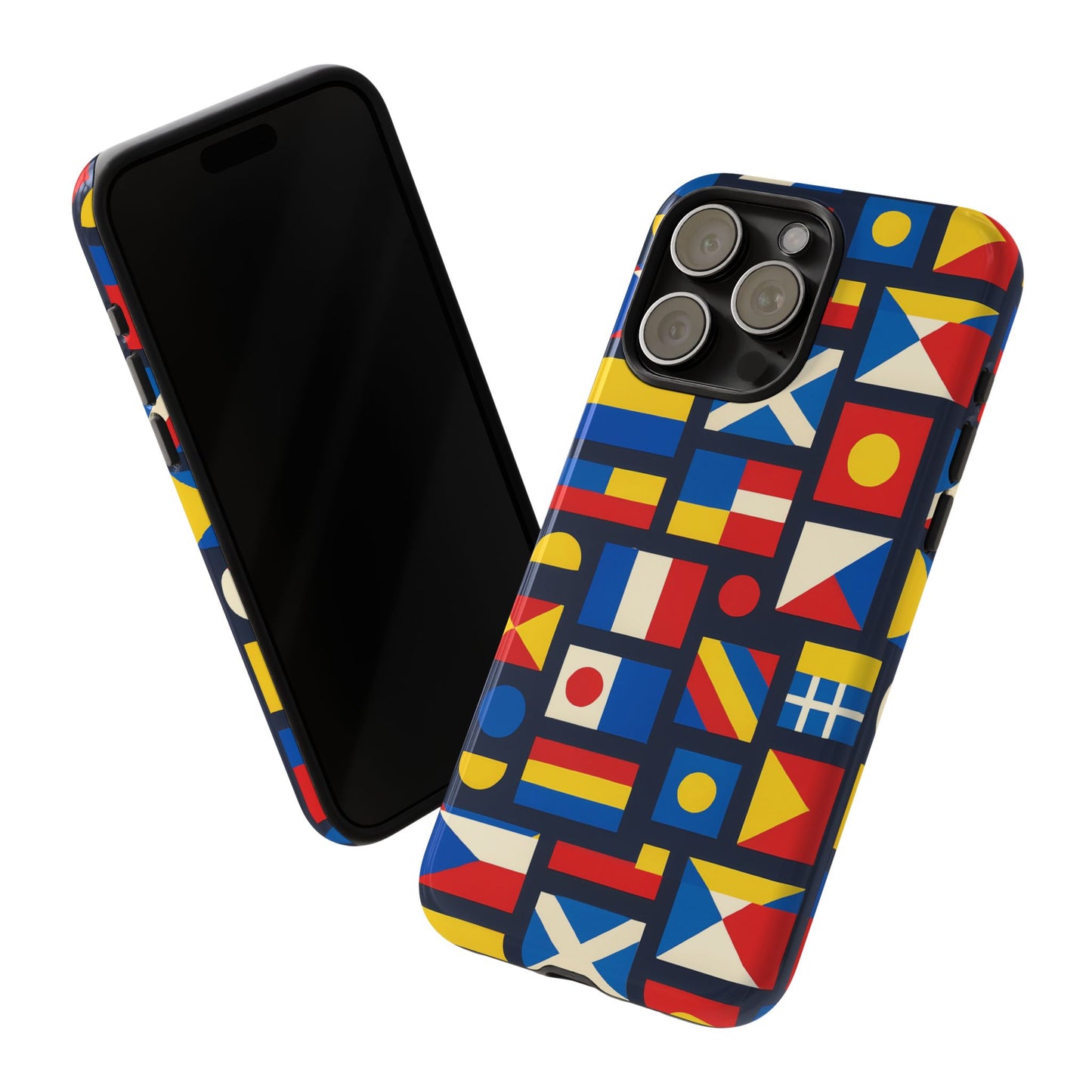 multicolour geometric protective phone case for smartphones, stylish protection and unique design, compatible with iphone 13, 14, 15 & 16 – all models including pro, pro max & plus