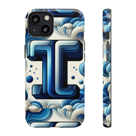 Blue Alphabet T Phone Case with 3D Wrap Design for Kids and Teens Shockproof TPU Cover with Vivid Colours and Anime-Inspired Graphics