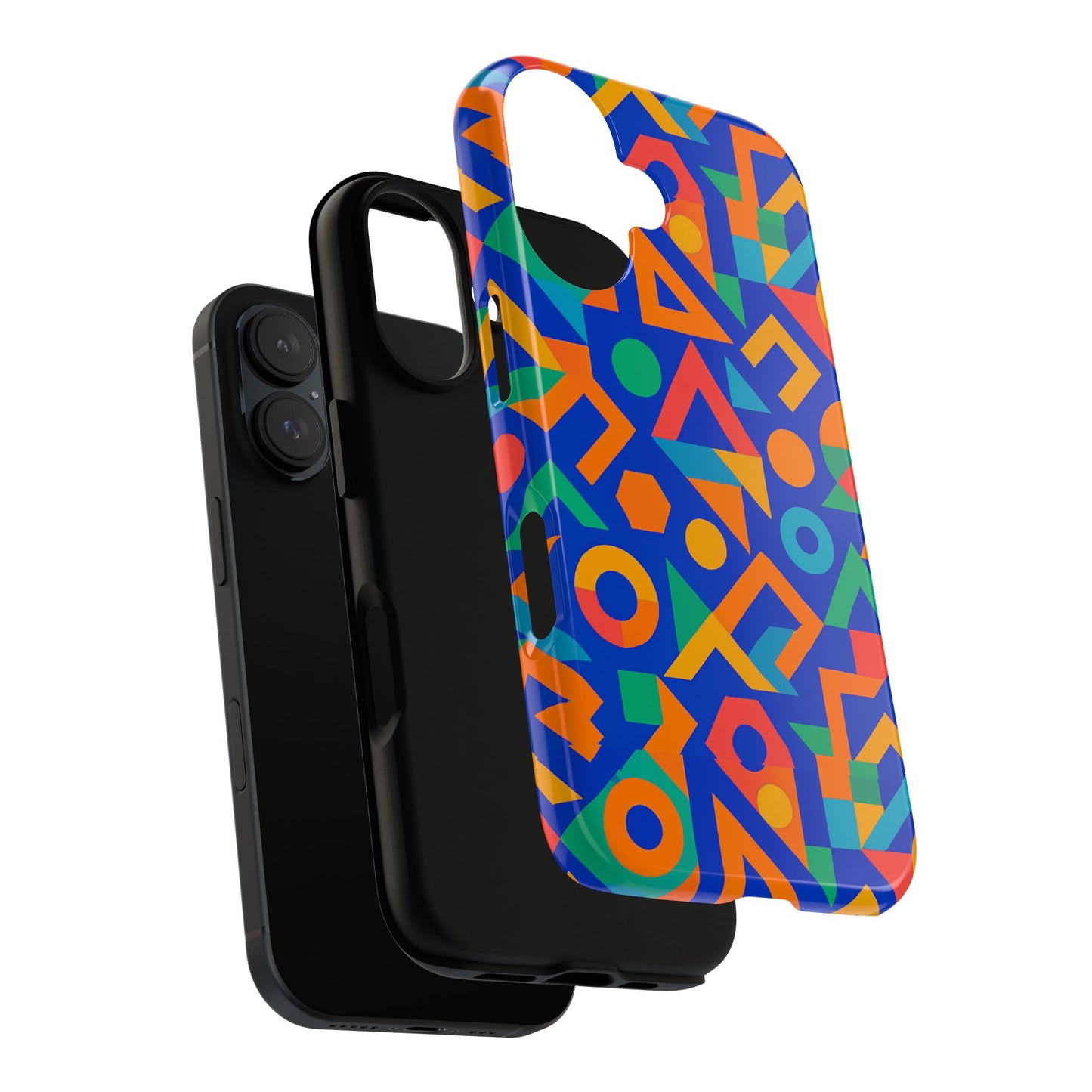multicolour geometric 3d wrap protective phone case – vibrant accessory for creative individuals compatible with iphone 13, 14, 15 & 16 – all models including pro, pro max & plus