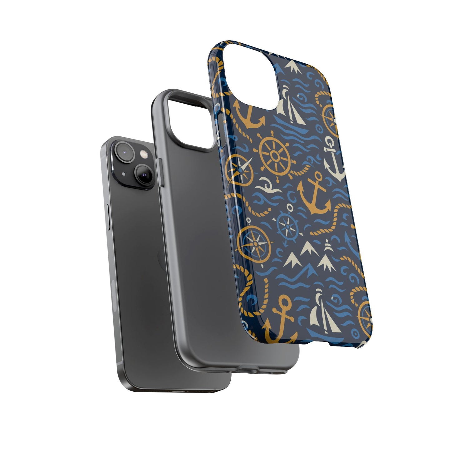 vibrant nautical blue phone case with 3d anchor design for stylish protection compatible with iphone 13, 14, 15 & 16 – all models including pro, pro max & plus
