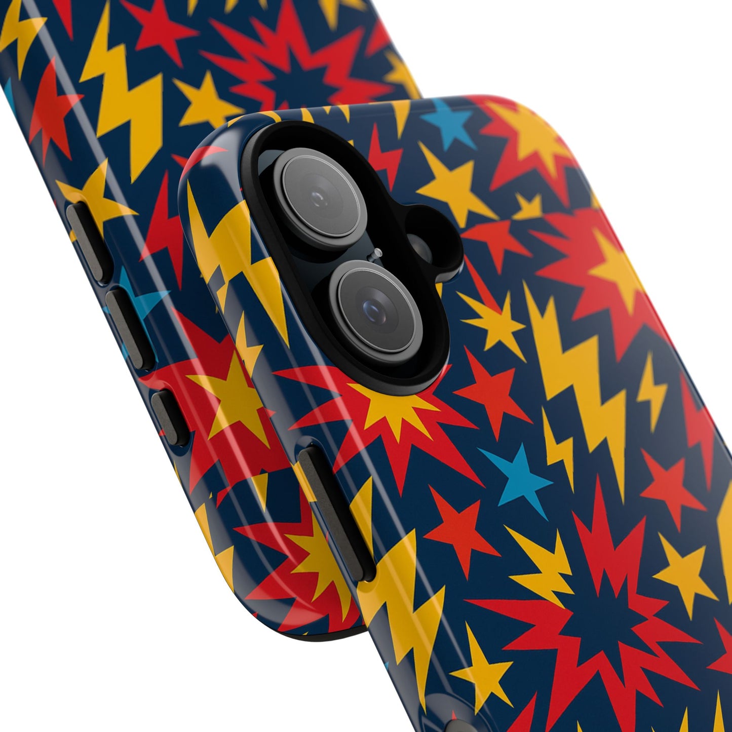vibrant 3d superhero phone case with colourful lightning design for men and women, stylish protection compatible with iphone 13, 14, 15 & 16 – all models including pro, pro max & plus