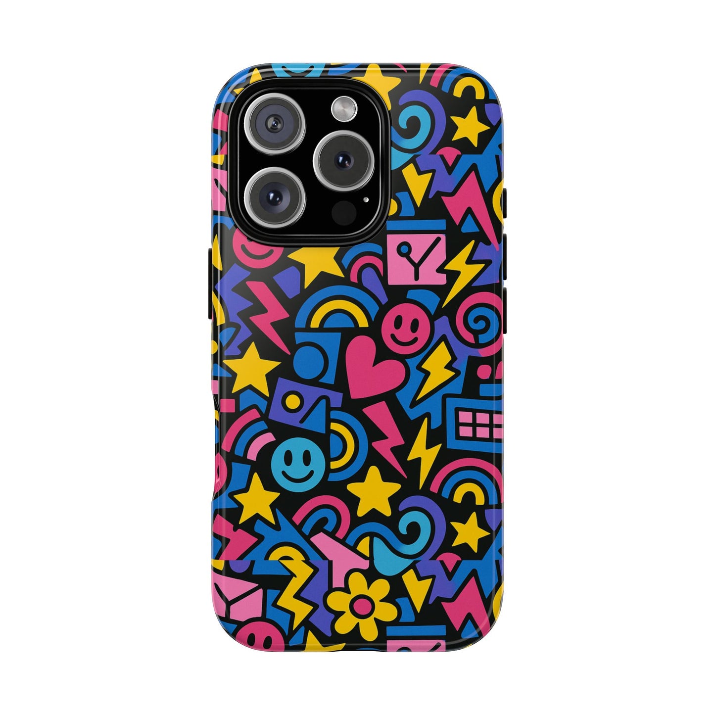vibrant multicolour cartoon protective phone case – playful 3d design for stylish protection – compatible with iphone 13, 14, 15 & 16 – all models including pro, pro max & plus