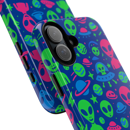 Vibrant Multicolour Alien 3D Wrap Phone Case in Retro Anime Style for Stylish Protection Compatible with iPhone 13, 14, 15 & 16 – all models including Pro, Pro Max & Plus
