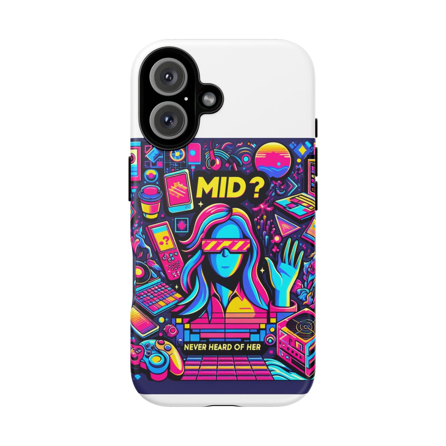 mid never heard of her 3d wrap protective phone case for fun retro style and shock absorption, ideal gift for tech enthusiasts and anime lovers
