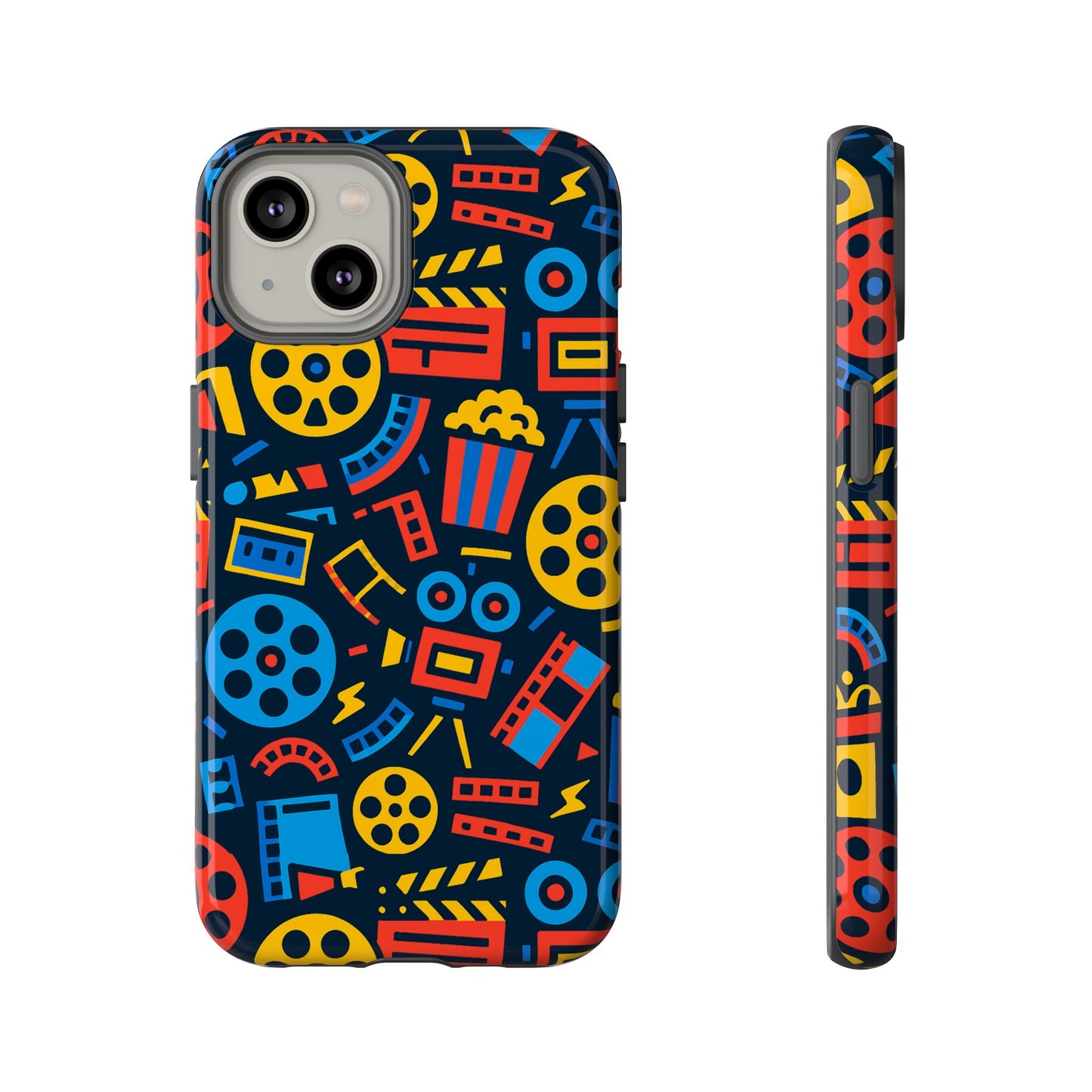 vibrant 3d film reel protective phone case for unique style and robust protection compatible with iphone 13, 14, 15 & 16 – all models including pro, pro max & plus