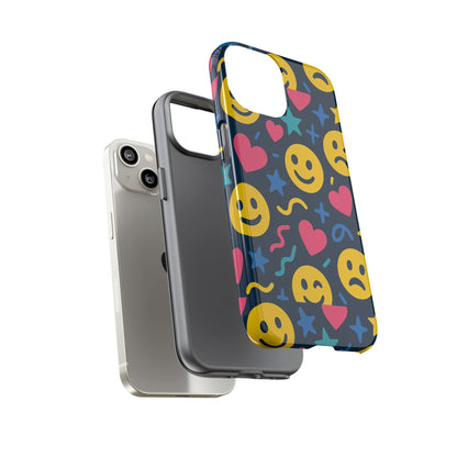 Vibrant Multicolour Emoji Phone Case with 3D Wrap Design for Playful Protection Compatible with iPhone 13, 14, 15 & 16 – all models including Pro, Pro Max & Plus