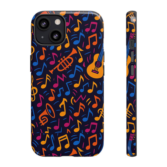Multicolour Music Themed Protective Phone Case with 3D Design for Stylish Protection – Compatible with iPhone 13, 14, 15 & 16 – All Models Including Pro, Pro Max & Plus