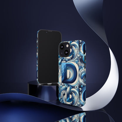 Blue Alphabet D Phone Case with 3D Wrap and Shock Absorption for Kids and Teens Durable TPU Cover with Vivid Print and UV Protection