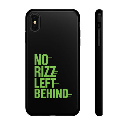 Tough Phone Case - No Rizz Left Behind, Durable Protection, Shock Absorbent, Stylish Design, Perfect Gift for Adults, Supports Wireless Charging, UV Protected, Lightweight Accessory