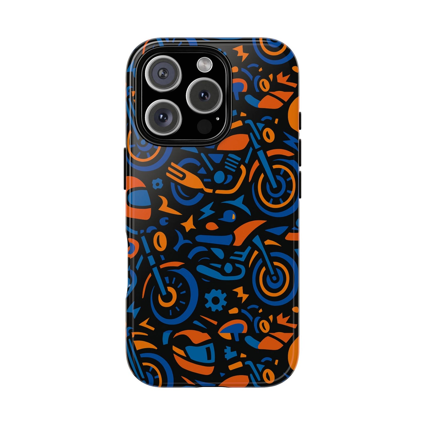 vibrant motorcycle phone case in multicolour design for stylish protection compatible with iphone 13, 14, 15 & 16 – all models including pro, pro max & plus