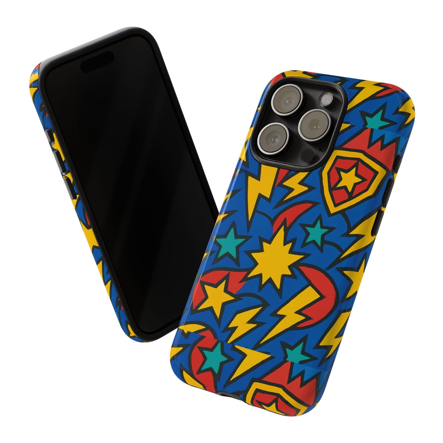 multicolour superhero phone case with 3d design for playful protection compatible with iphone 13, 14, 15 & 16 – all models including pro, pro max & plus