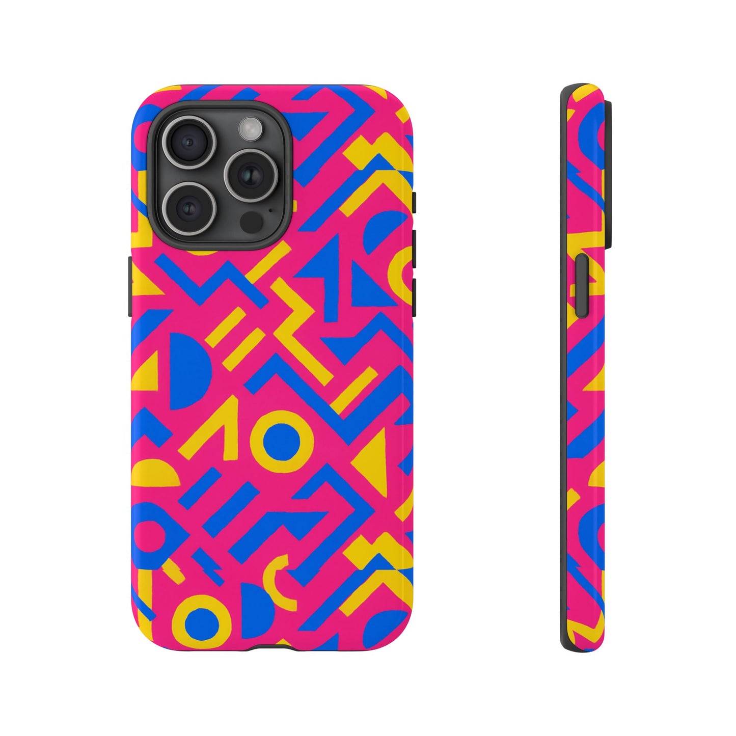 vibrant geometric 3d wrap protective phone case with multicolour design for unique style compatible with iphone 13, 14, 15 & 16 – all models including pro, pro max & plus