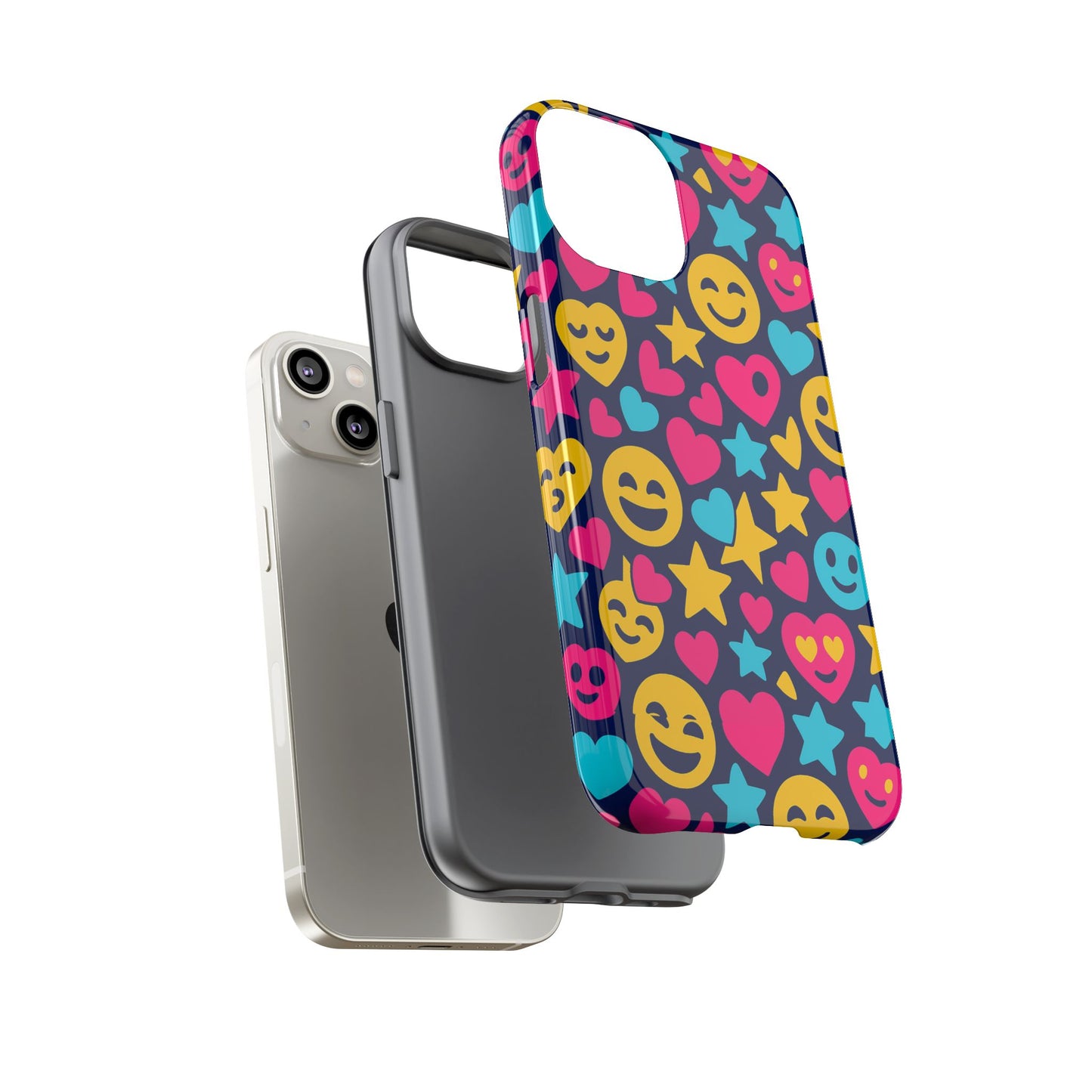 vibrant emoji protective phone case with 3d wrap design for fun style and robust protection compatible with iphone 13, 14, 15 & 16 – all models including pro, pro max & plus