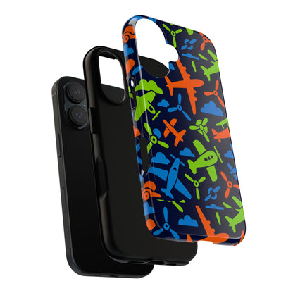 Vibrant Airplane Pattern Protective Phone Case for Colourful Accessory Durable Design Compatible with iPhone 13, 14, 15 & 16 – all models including Pro, Pro Max & Plus