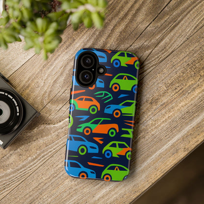 Vibrant 3D Car Pattern Protective Phone Case for Expressive Individuals Stylish Accessory Compatible with iPhone 13, 14, 15 & 16 – all models including Pro, Pro Max & Plus