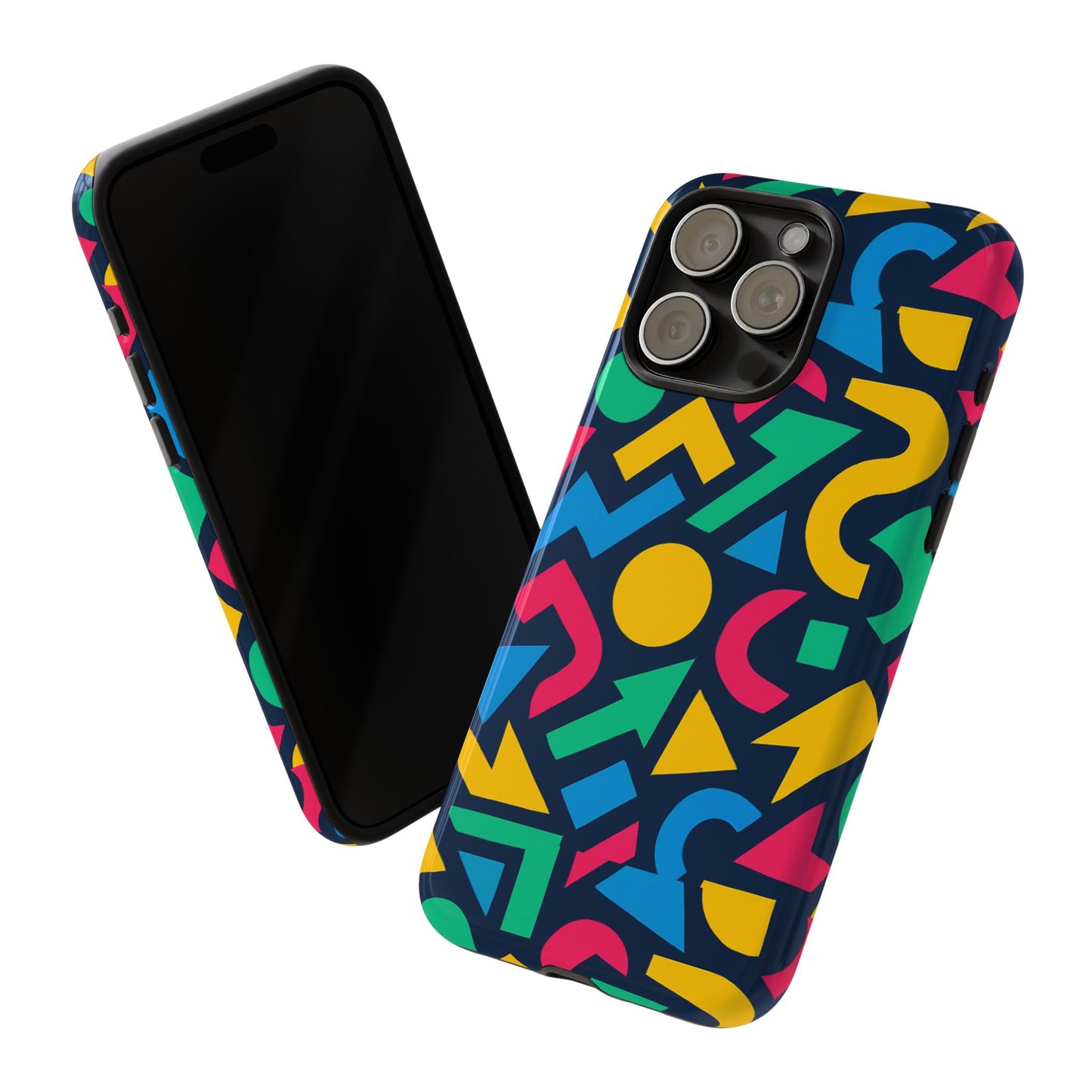 vibrant 3d geometric print phone case for men and women – stylish protection with multicolour design, compatible with iphone 13, 14, 15 & 16 – all models including pro, pro max & plus
