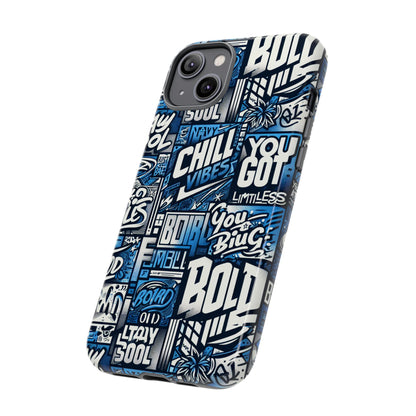 Vibrant 3D Typography Phone Case in Blue – Stylish Protection for Trendy Individuals – Compatible with iPhone 13, 14, 15 & 16 – all models including Pro, Pro Max & Plus