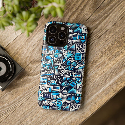 Vibrant 3D Wrap Stylish Protective Phone Case in Playful Blue and Black Design for Trendsetters Compatible with iPhone 13, 14, 15 & 16 – all models including Pro, Pro Max & Plus