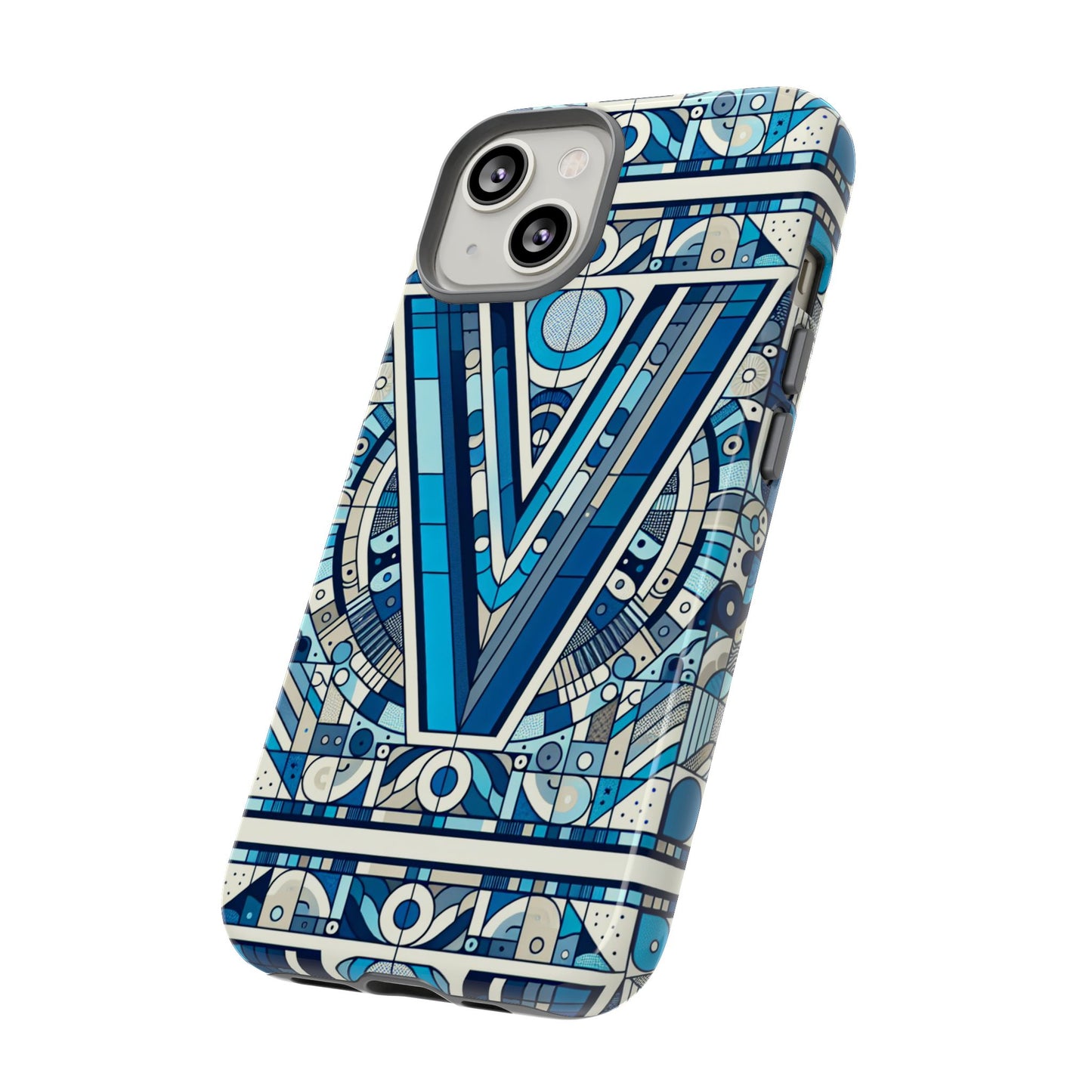 blue alphabet letter v phone case for men women kids durable shockproof cartoon anime style gift