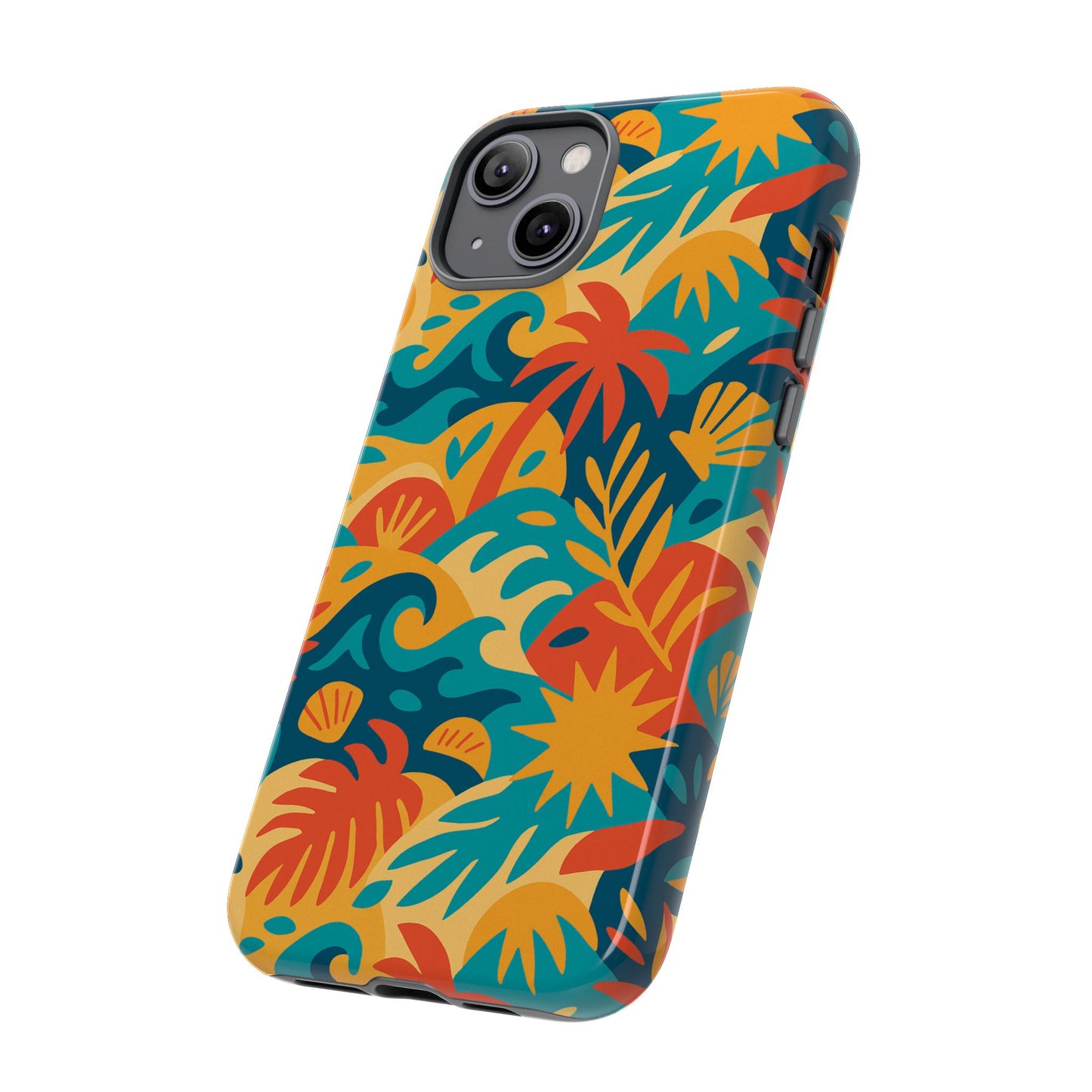 vibrant tropical phone case for stylish protection with 3d wrap design – unisex fashion accessory compatible with iphone 13, 14, 15 & 16 – all models including pro, pro max & plus