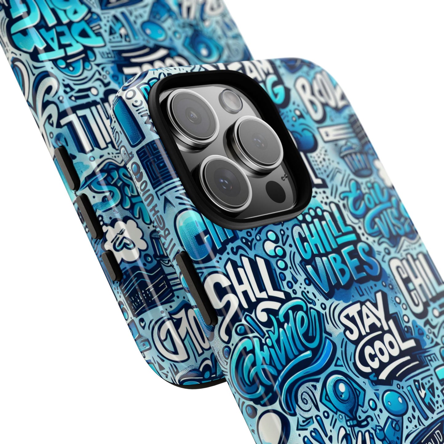 vibrant 3d wrap protective phone case with playful blue design for stylish protection compatible with iphone 13, 14, 15 & 16 – all models including pro, pro max & plus
