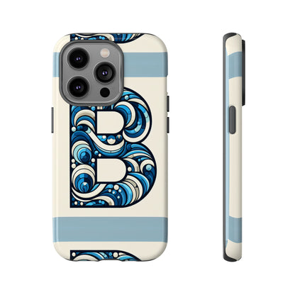Blue Alphabet Letter B Phone Case with 3D Wrap and Shock Protection for Kids and Teens Durable TPU Cover with Vibrant Design