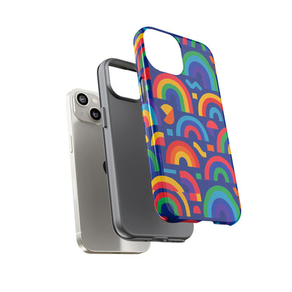 Vibrant Rainbow Geometric 3D Wrap Protective Phone Case for Stylish Accessories Compatible with iPhone 13, 14, 15 & 16 – All Models Including Pro, Pro Max & Plus