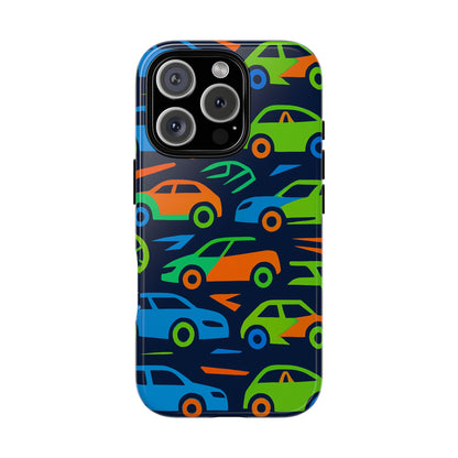 Vibrant 3D Car Pattern Protective Phone Case for Expressive Individuals Stylish Accessory Compatible with iPhone 13, 14, 15 & 16 – all models including Pro, Pro Max & Plus