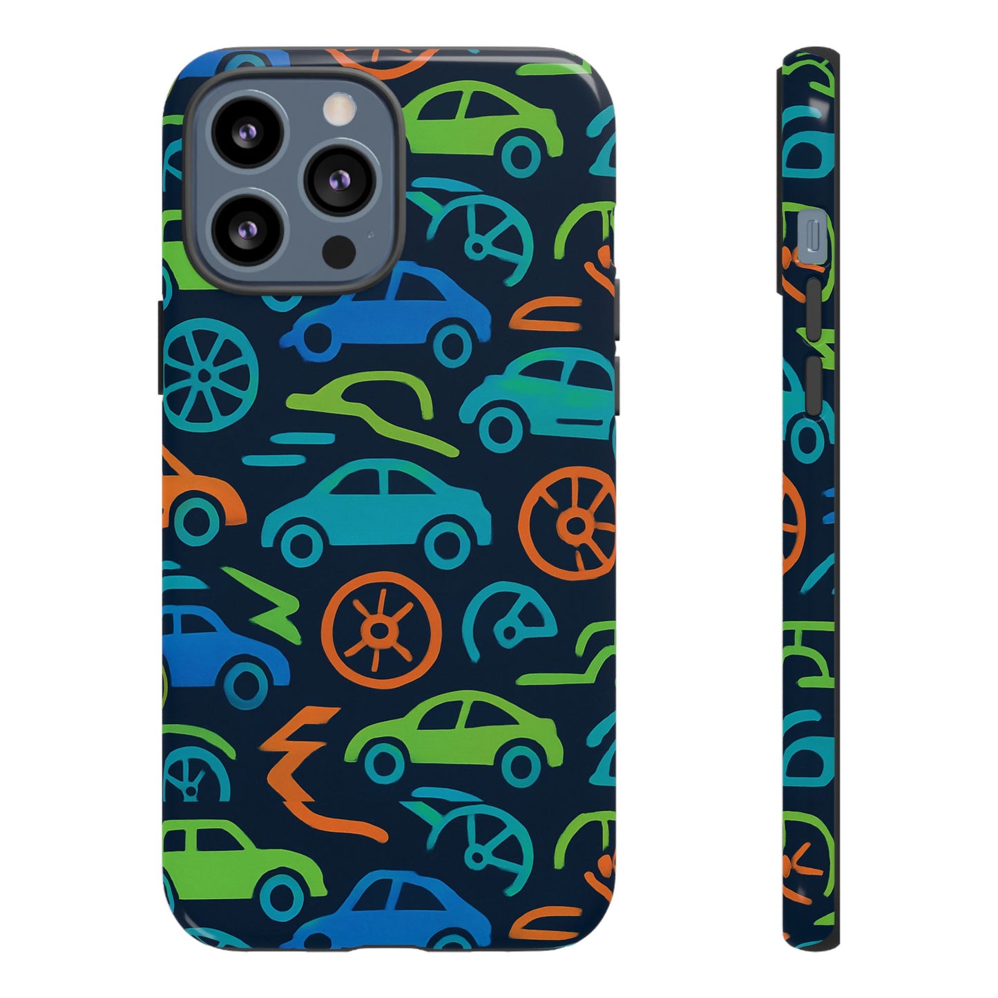 vibrant 3d car design protective phone case for kids and teens - playful multicolour style - stylish protection for everyday use - compatible with iphone 13, 14, 15 & 16 – all models including pro, pro max & plus