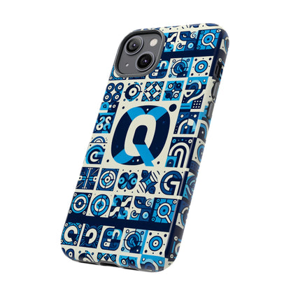 Blue Alphabet Letter Q Phone Case with 3D Wrap Protective Cover for Smartphones Kids and Adults Stylish Silicone Shock Absorption Durable Design