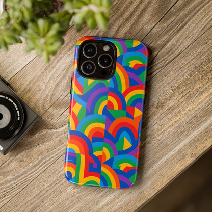 Multicolour Rainbow Protective Phone Case with 3D Design for Stylish Protection Compatible with iPhone 13, 14, 15 & 16 – All Models Including Pro, Pro Max & Plus