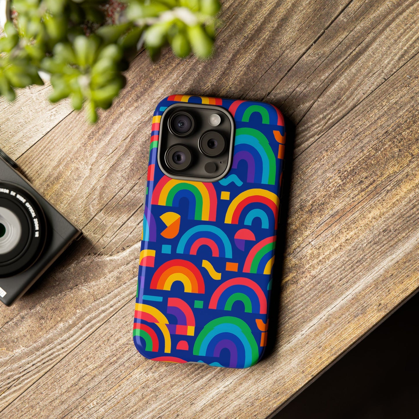 vibrant rainbow geometric 3d wrap protective phone case for stylish accessories compatible with iphone 13, 14, 15 & 16 – all models including pro, pro max & plus