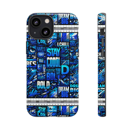 Vibrant 3D Wrap Protective Phone Case in Blue Typography Design for Unique Style – Stylish Protection Compatible with iPhone 13, 14, 15 & 16 – All Models Including Pro, Pro Max & Plus