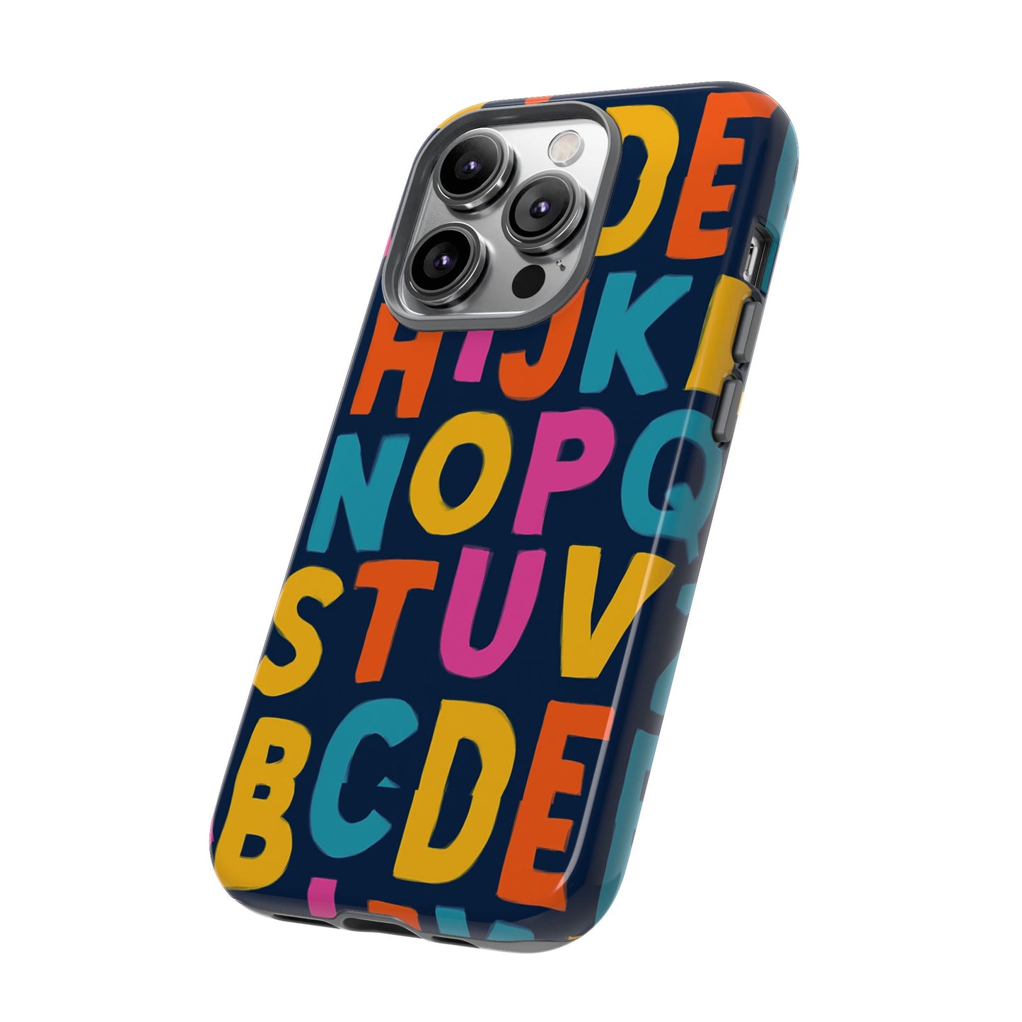 multicolour alphabet 3d wrap protective phone case for unique style and playful expression compatible with iphone 13, 14, 15 & 16 – all models including pro, pro max & plus
