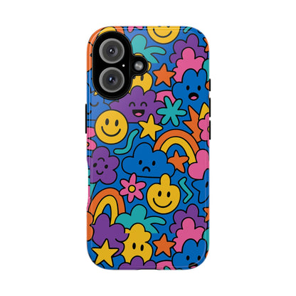 Vibrant Cartoon Protective Phone Case with Playful Multicolour Design – Unisex Fashion Accessory – Compatible with iPhone 13, 14, 15 & 16 – All Models Including Pro, Pro Max & Plus