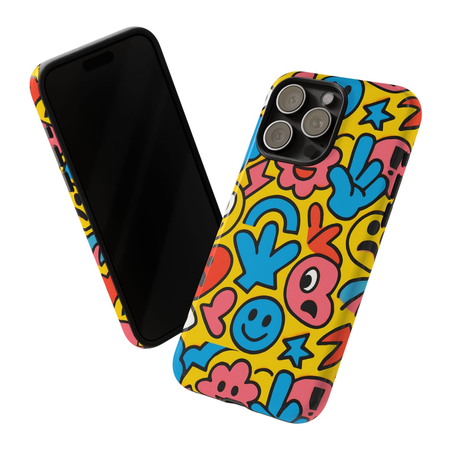 vibrant emoji phone case with fun 3d multicolour design, playful protective cover for kids and teens, compatible with iphone 13, 14, 15 & 16 – all models including pro, pro max & plus