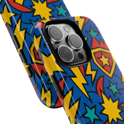 Multicolour Superhero Phone Case with 3D Design for Playful Protection Compatible with iPhone 13, 14, 15 & 16 – all models including Pro, Pro Max & Plus