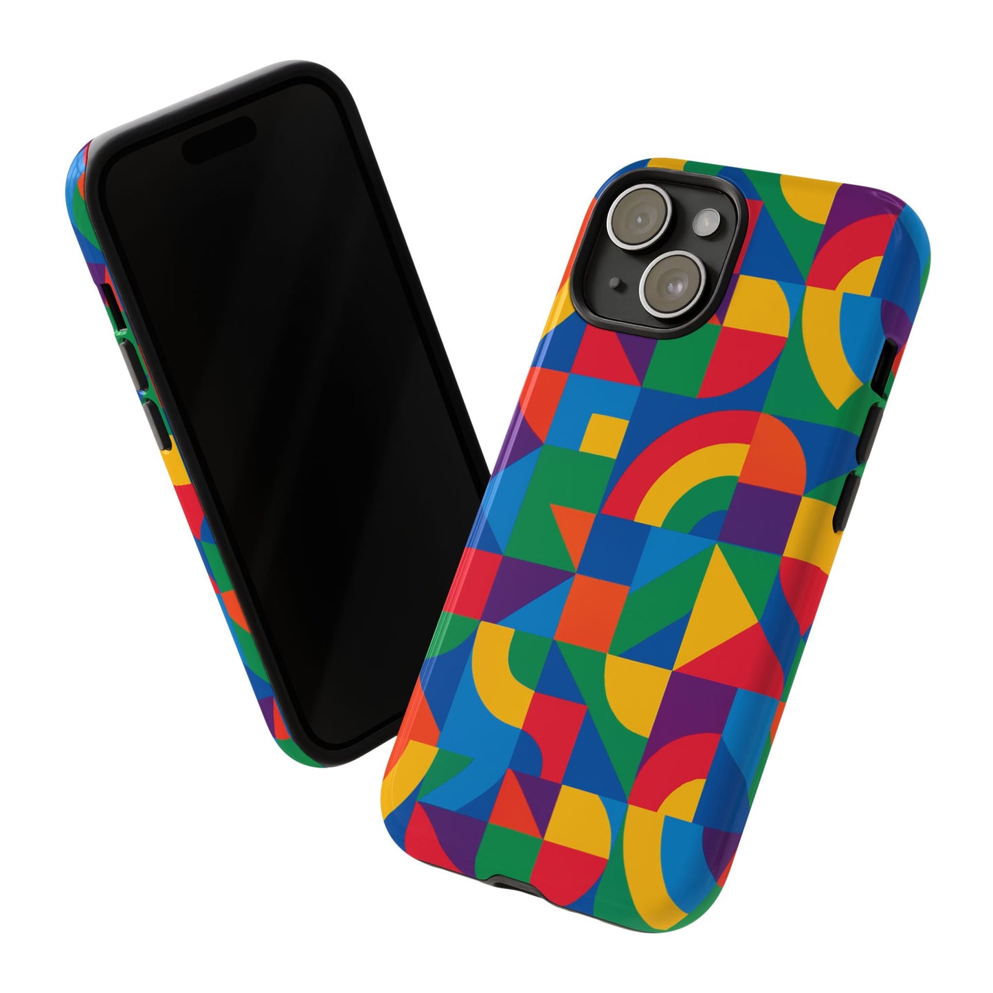 vibrant 3d geometric phone case with bold design stylish protection accessory compatible with iphone 13, 14, 15 & 16 – all models including pro, pro max & plus