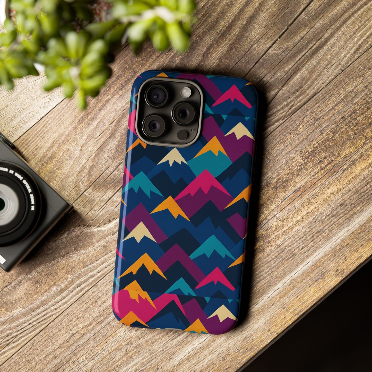 multicolour mountain geometric protective phone case – stylish accessory for unique self-expression compatible with iphone 13, 14, 15 & 16 – all models including pro, pro max & plus
