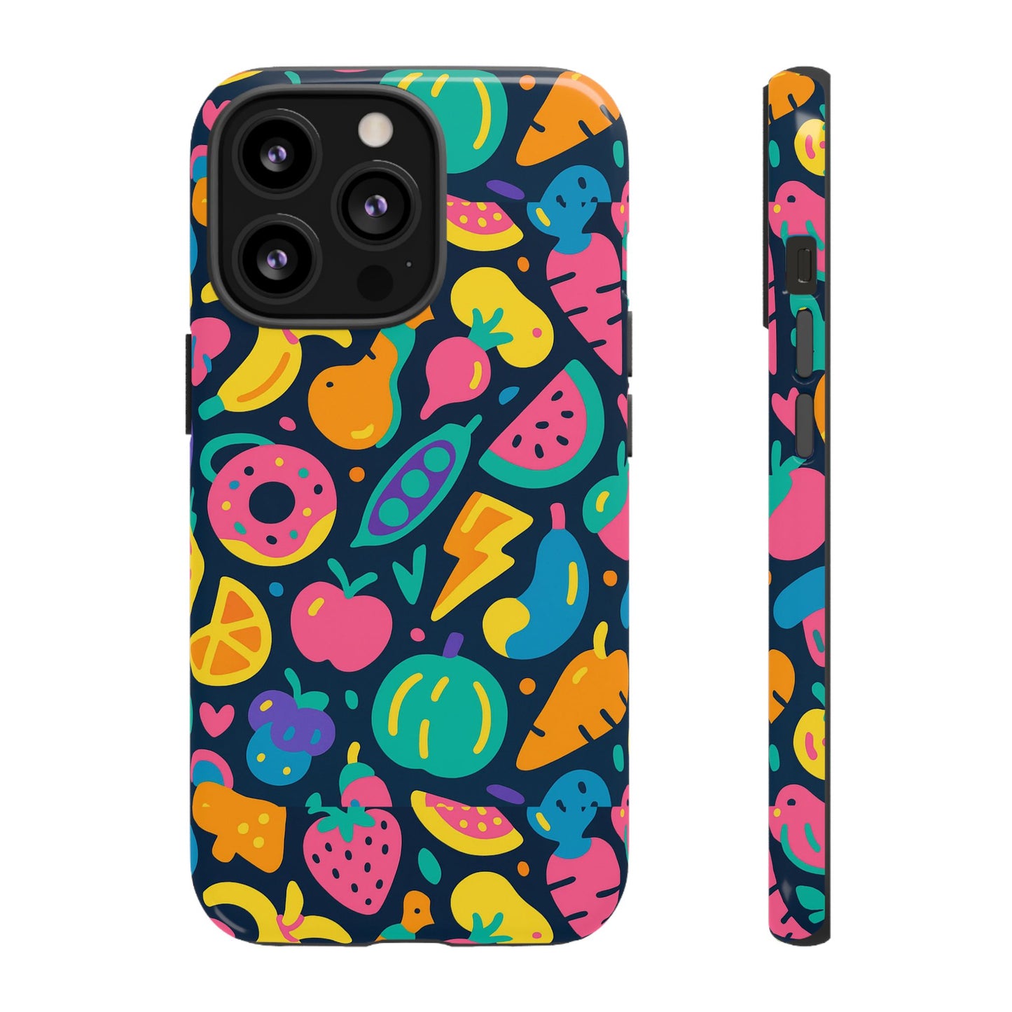 vibrant 3d fruit pattern protective phone case colourful accessory for stylish individuals compatible with iphone 13, 14, 15 & 16 – all models including pro, pro max & plus
