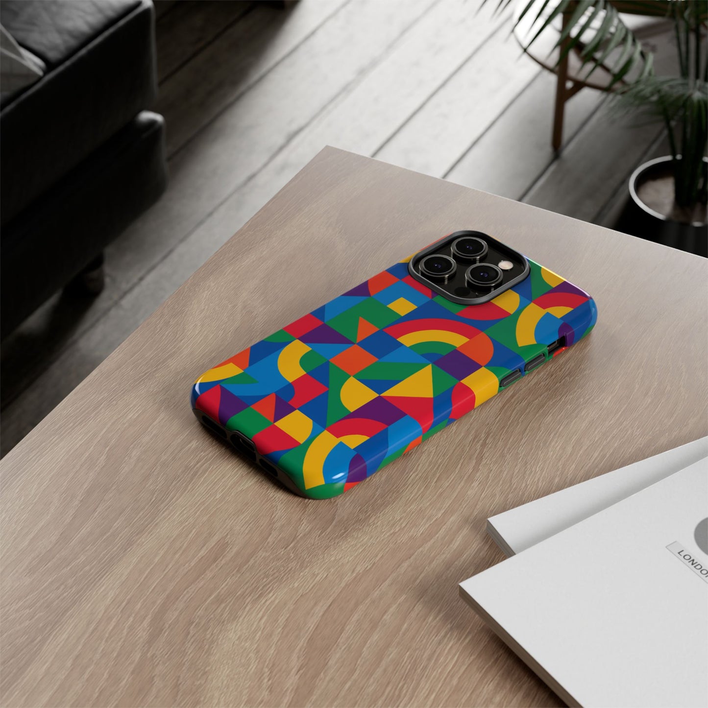 vibrant 3d geometric phone case with bold design stylish protection accessory compatible with iphone 13, 14, 15 & 16 – all models including pro, pro max & plus