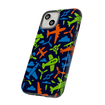 Vibrant Airplane Pattern Protective Phone Case for Colourful Accessory Durable Design Compatible with iPhone 13, 14, 15 & 16 – all models including Pro, Pro Max & Plus